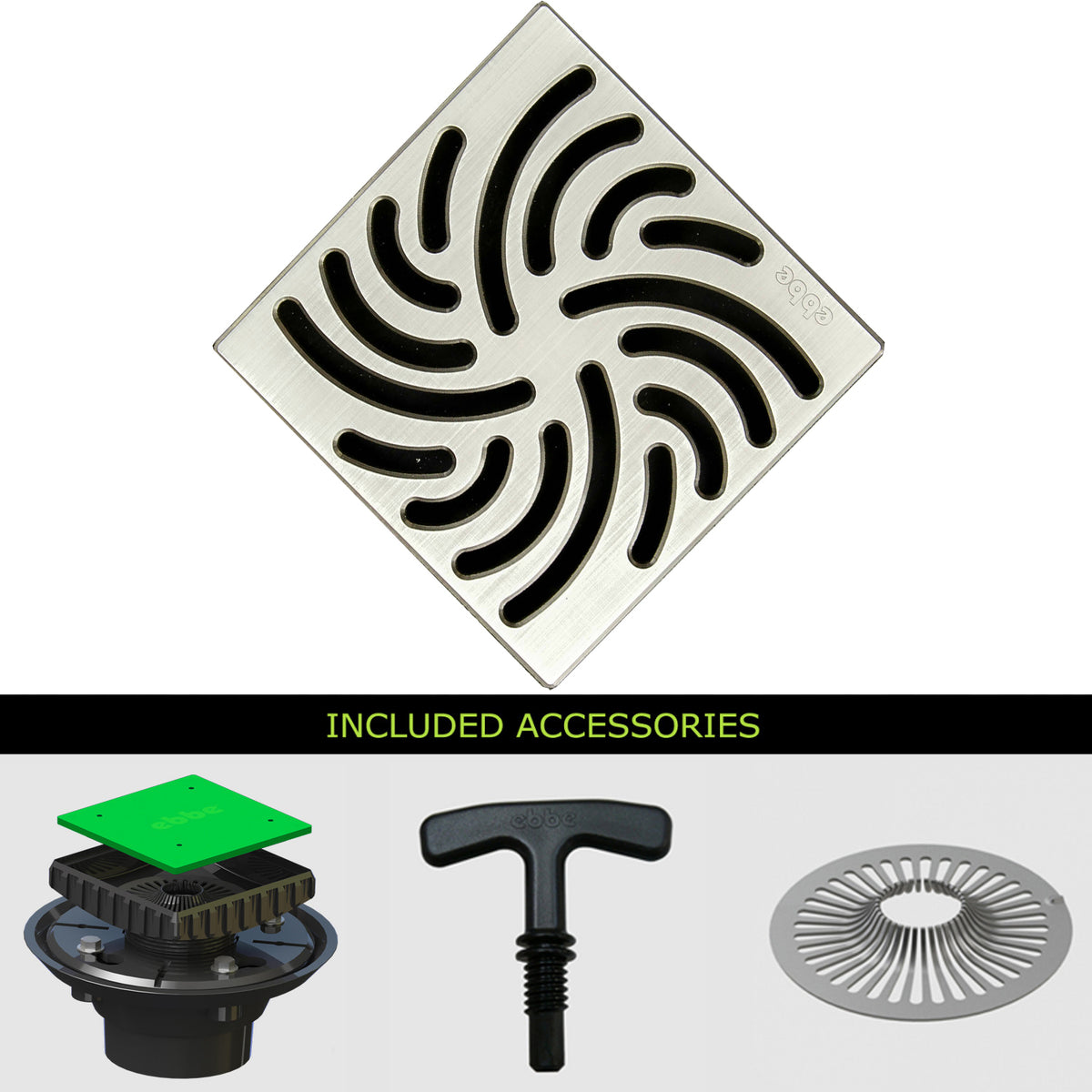 Ebbe E4806-E4022 Unique Grate with ABS Clamp Collar Drain - Parent