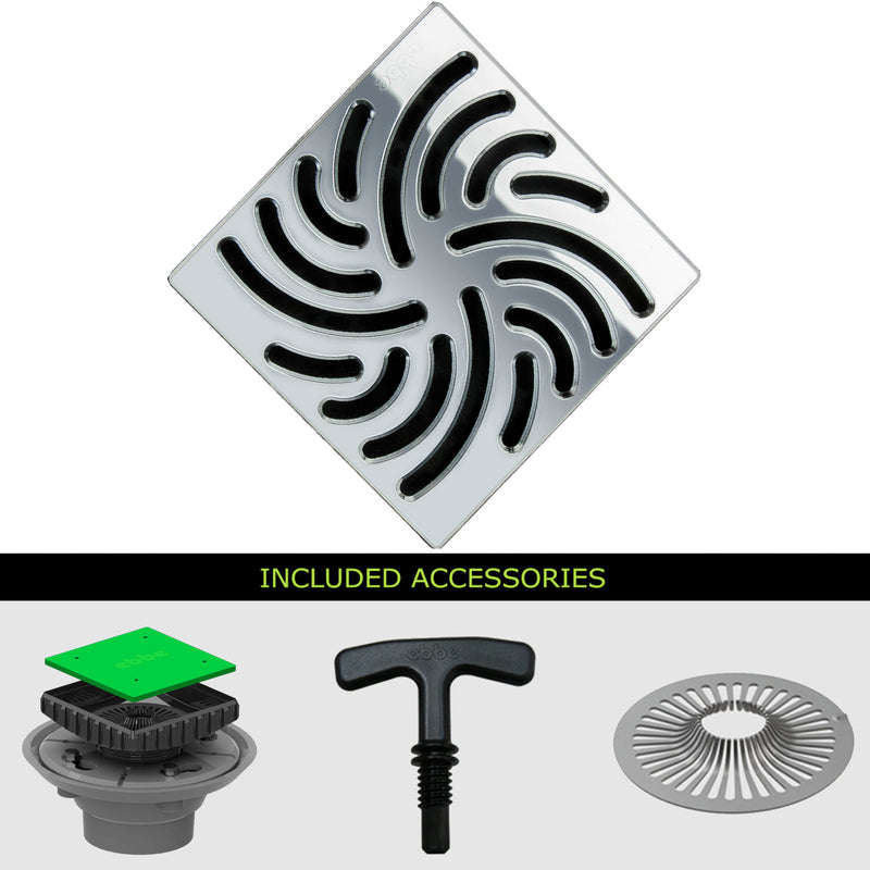 Ebbe E4806-E4024 Unique Grate with PVC Clamp Collar Drain