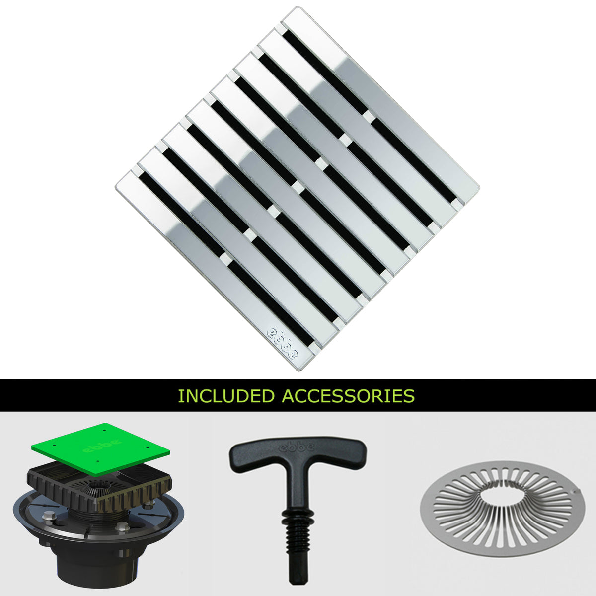 Ebbe E4811-E4022 Unique Grate with ABS Clamp Collar Drain