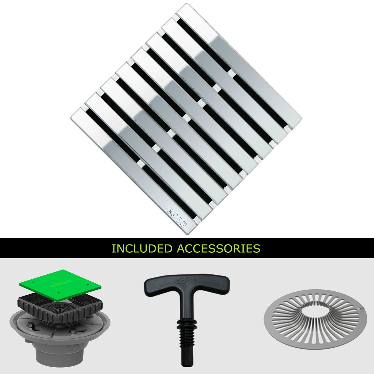 Ebbe E4811-E4024 Unique Grate with PVC Clamp Collar Drain