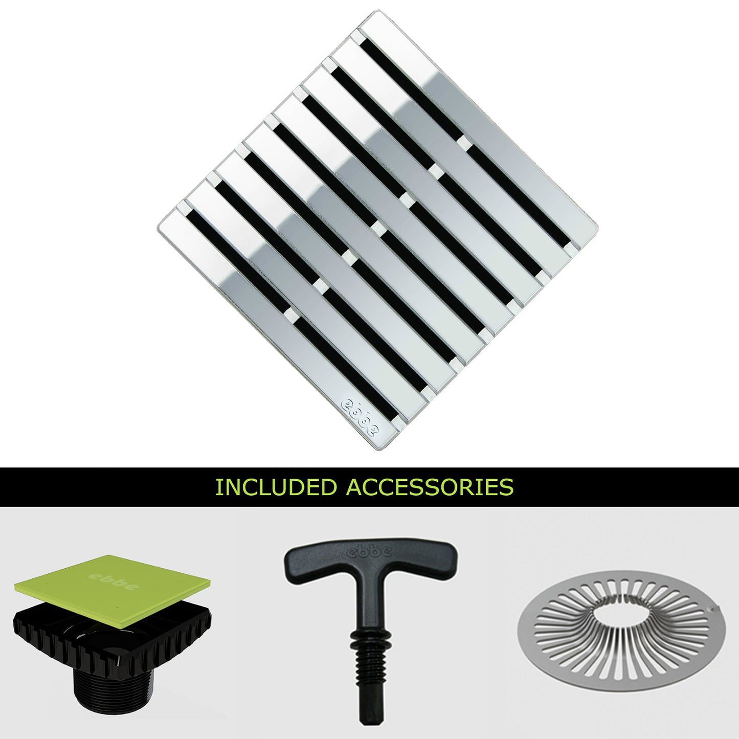 Ebbe E4811-E4400 Unique Grate & Drain Riser w/ T-Puller & Hair Trap