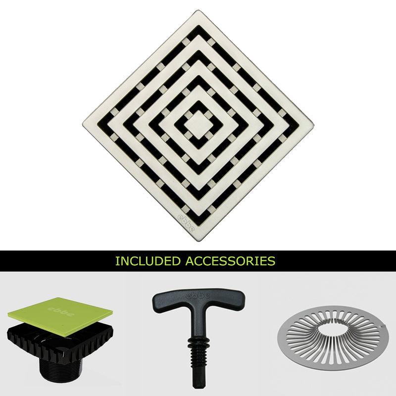 Ebbe E4815-E4400 Unique Grate & Drain Riser w/ T-Puller & Hair Trap