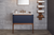 Wet Style EBHS36WML-L27W37 Bauhaus Vanity 36 Wall Mount With Legs, Lacquer Pacific Blue Facade And Sides, Oak Coffee Bean Legs, Trim And Dovetail Maple Int. Drawer