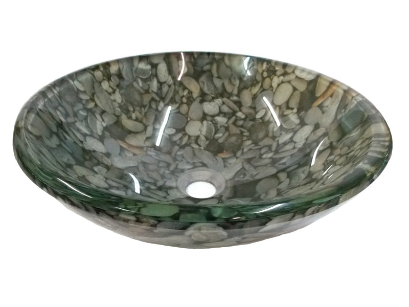 Eden Bath EB_GS24 Natural Pebble Pattern Glass Vessel Sink
