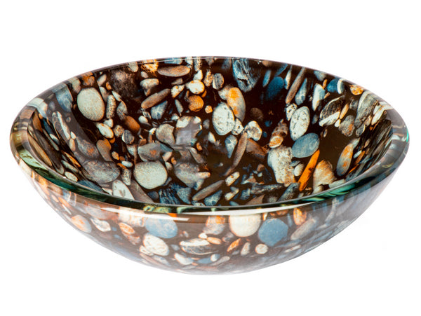 Eden Bath EB_GS39 14" Natural Pebble Pattern Glass Vessel Sink