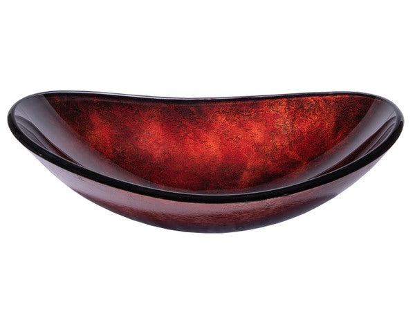 Eden Bath EB_GS40 Canoe Shaped Red Copper Reflections Glass Vessel Sink