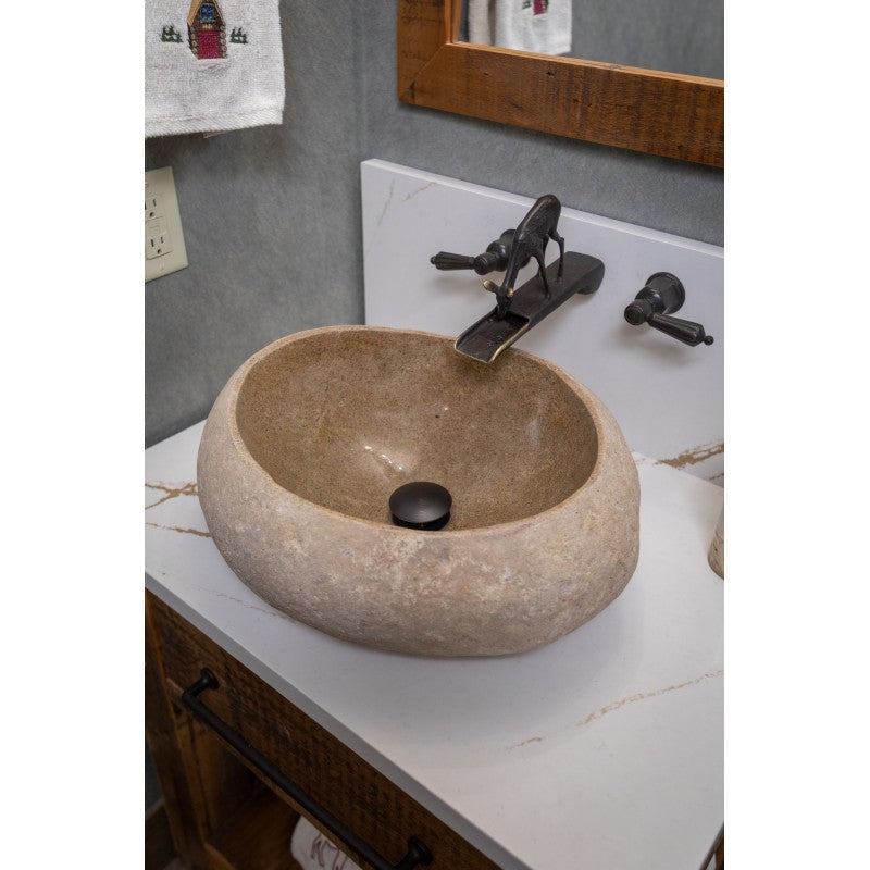 Eden Bath EB_S019RR-P Natural River Rock Boulder Sink, Polished Interior