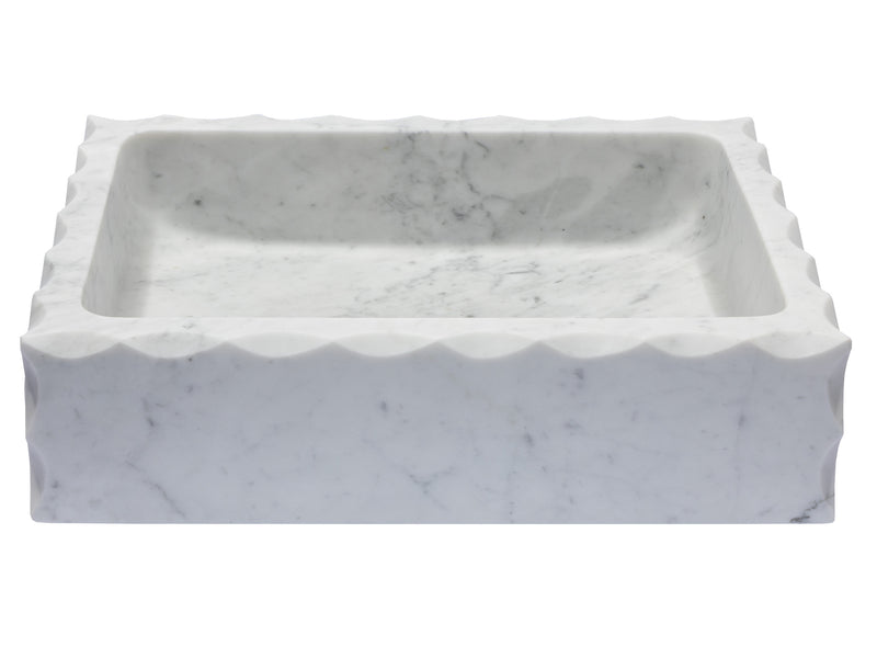 Eden Bath EB_S037CW-H Antique Rectangular Carrara Marble Vessel Sink Honed