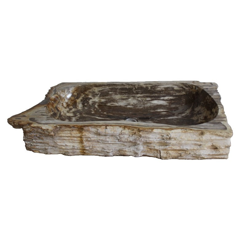 Eden Bath EB_S039PW-P Natural Stone Trough Vessel Sink, Petrified Wood