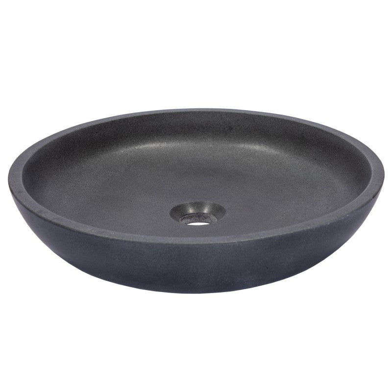 Eden Bath EB_S056LS-H Shallow Round Vessel Sink in Lava Stone