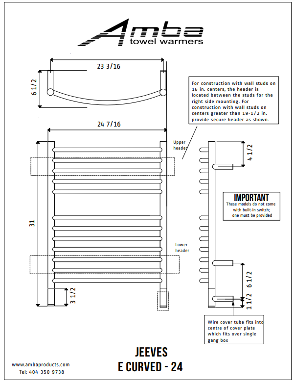 Amba EC-24 Model E Curved  - 24 Width - Parent
