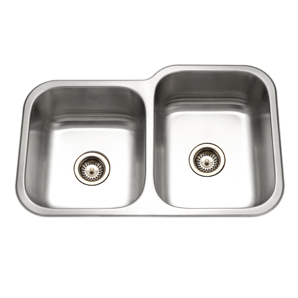 Houzer EC-3208SL-1 Elite 32 Inch Stainless Steel Undermount 60/40 Double Small Left Bowl Kitchen Sink