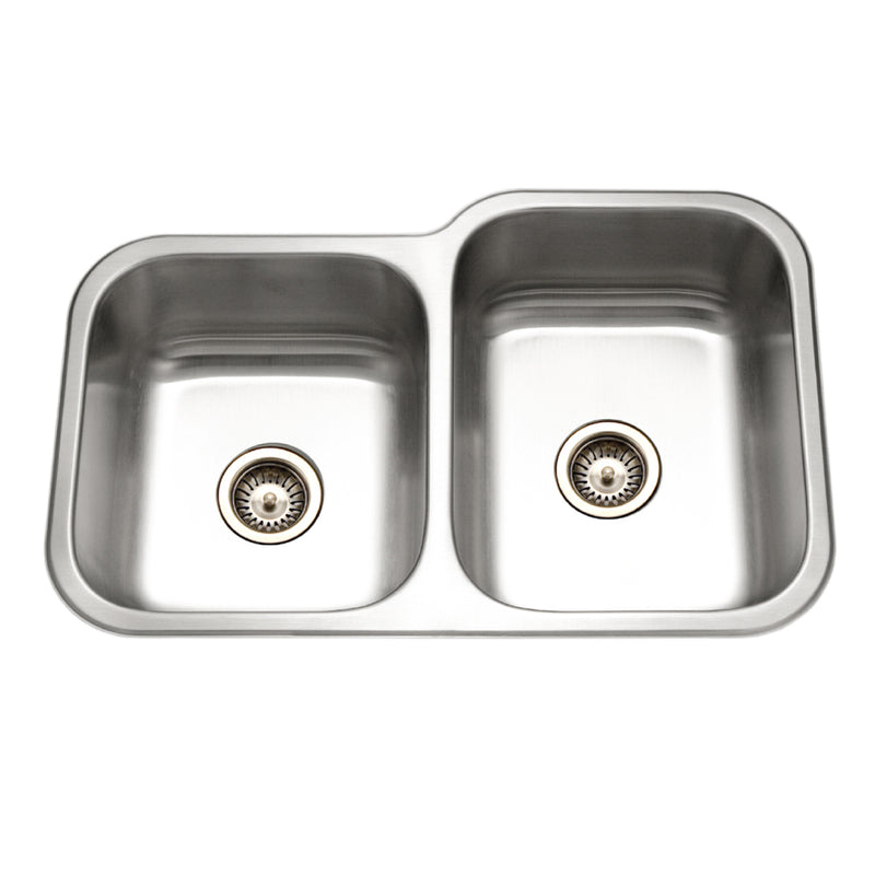 Houzer EC-3208SL-1 Elite 32 Inch Stainless Steel Undermount 60/40 Double Small Left Bowl Kitchen Sink