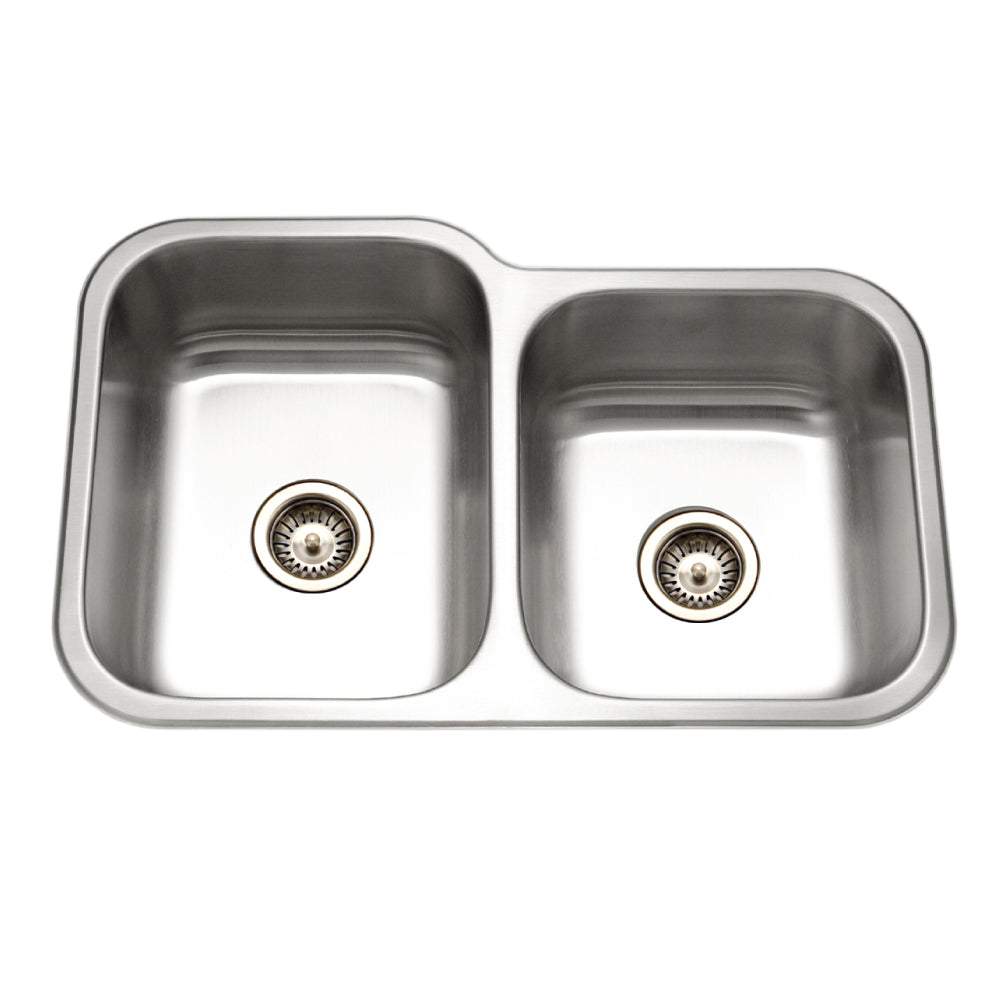Houzer EC-3208SR-1 Elite 32 Inch Stainless Steel Undermount 60/40 Double Small Right Bowl Kitchen Sink