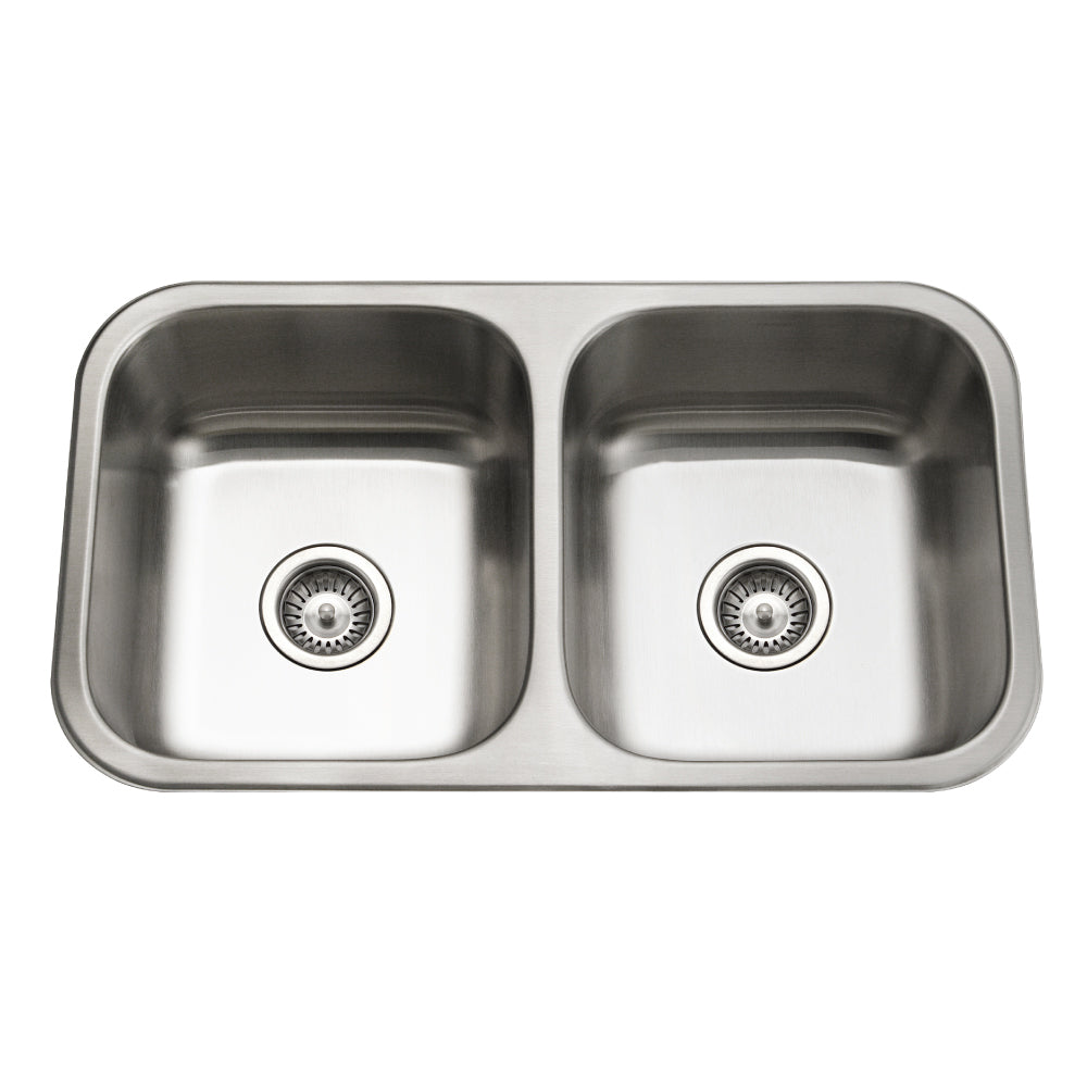 Houzer ED-3108-1 Elite 31 Inch Stainless Steel Undermount 50/50 Double Bowl Kitchen Sink