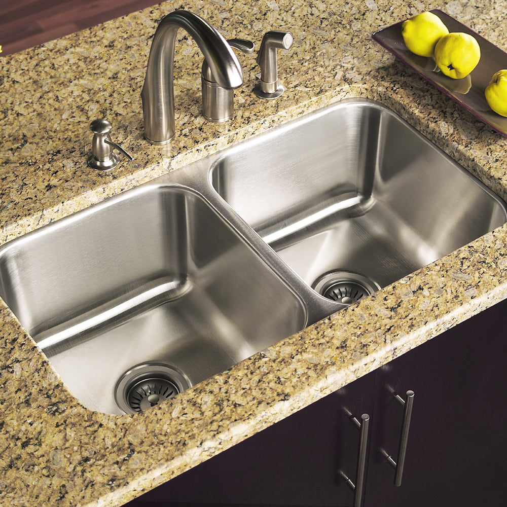 Houzer ED-3108-20 Elite 31 Inch Stainless Steel Undermount 50/50 Double Bowl Kitchen Sink