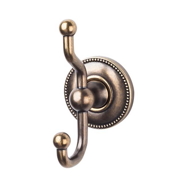 Top Knobs ED2A Edwardian Bath Double Hook  - Beaded Backplate