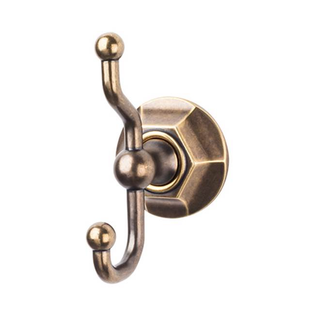 Top Knobs ED2B Edwardian Bath Double Hook  - Hex Backplate