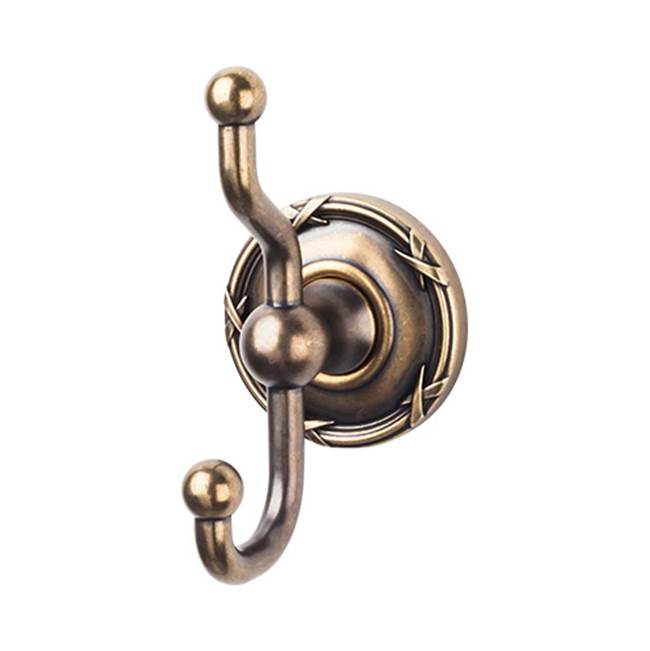 Top Knobs ED2E Edwardian Bath Double Hook  - Ribbon Backplate