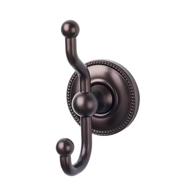Top Knobs ED2A Edwardian Bath Double Hook  - Beaded Backplate