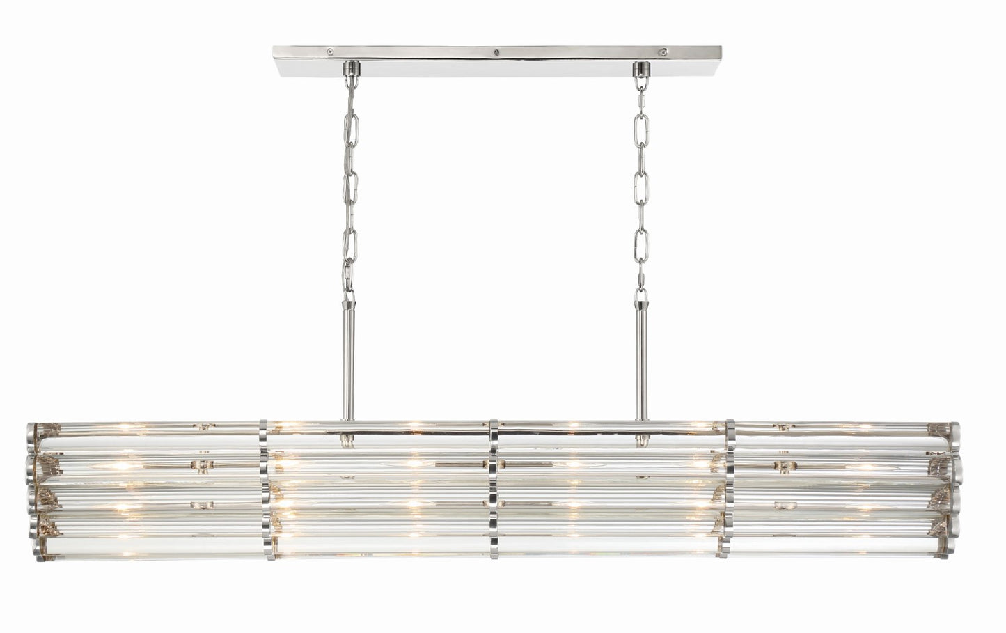Crystorama ELL-B3007-PN Libby Langdon for Crystorama Elliot 6 Light Linear Chandelier - Polished Nickel
