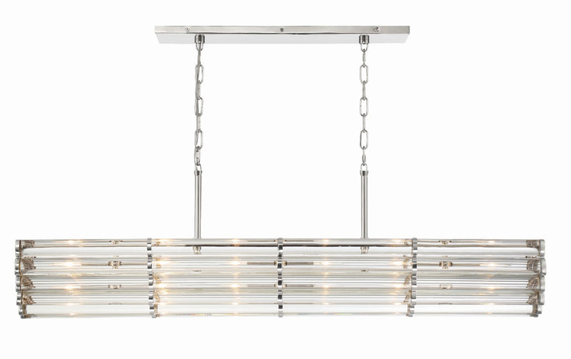 Crystorama ELL-B3007-PN Libby Langdon for Crystorama Elliot 6 Light Linear Chandelier - Polished Nickel
