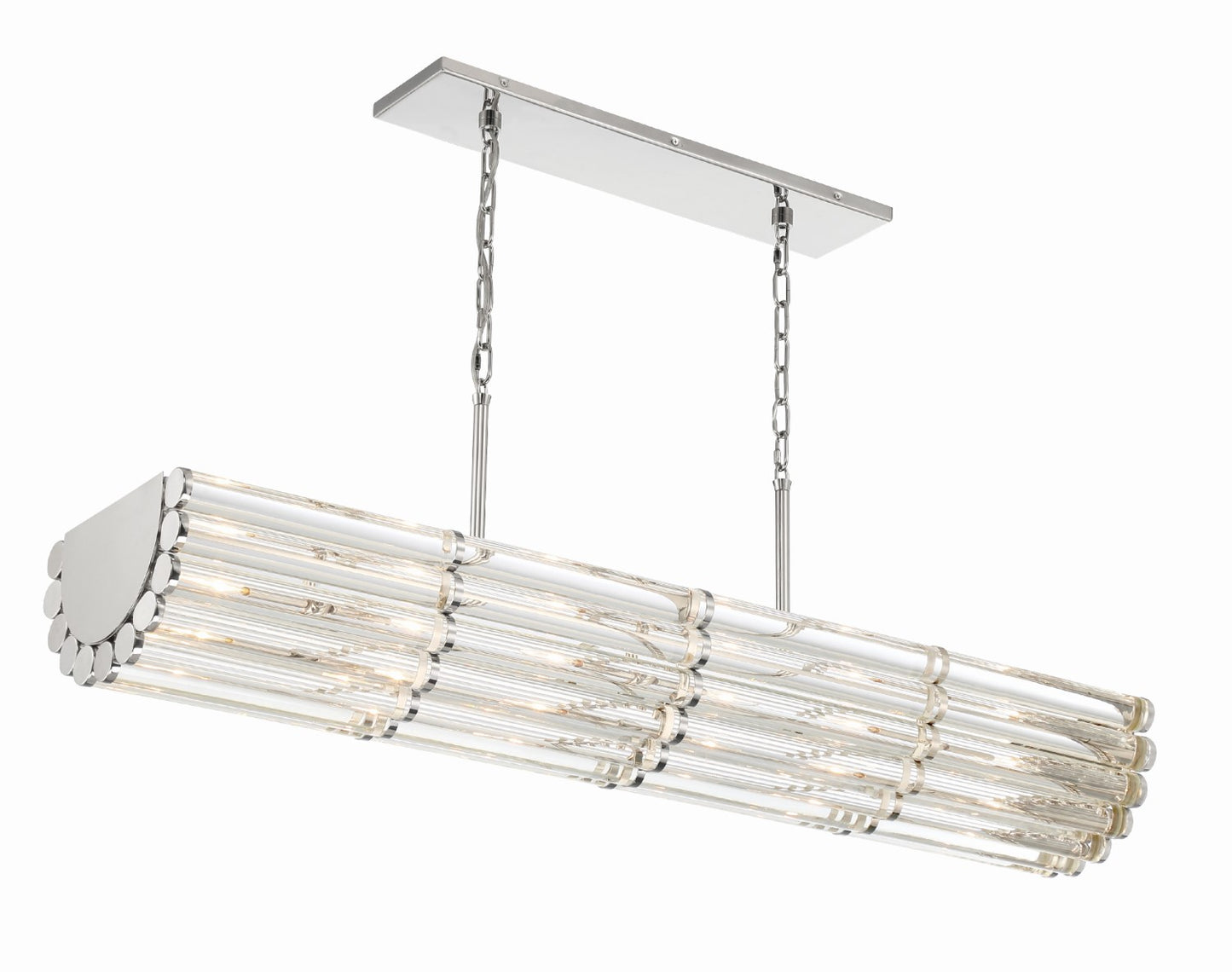 Crystorama ELL-B3007-PN Libby Langdon for Crystorama Elliot 6 Light Linear Chandelier - Polished Nickel