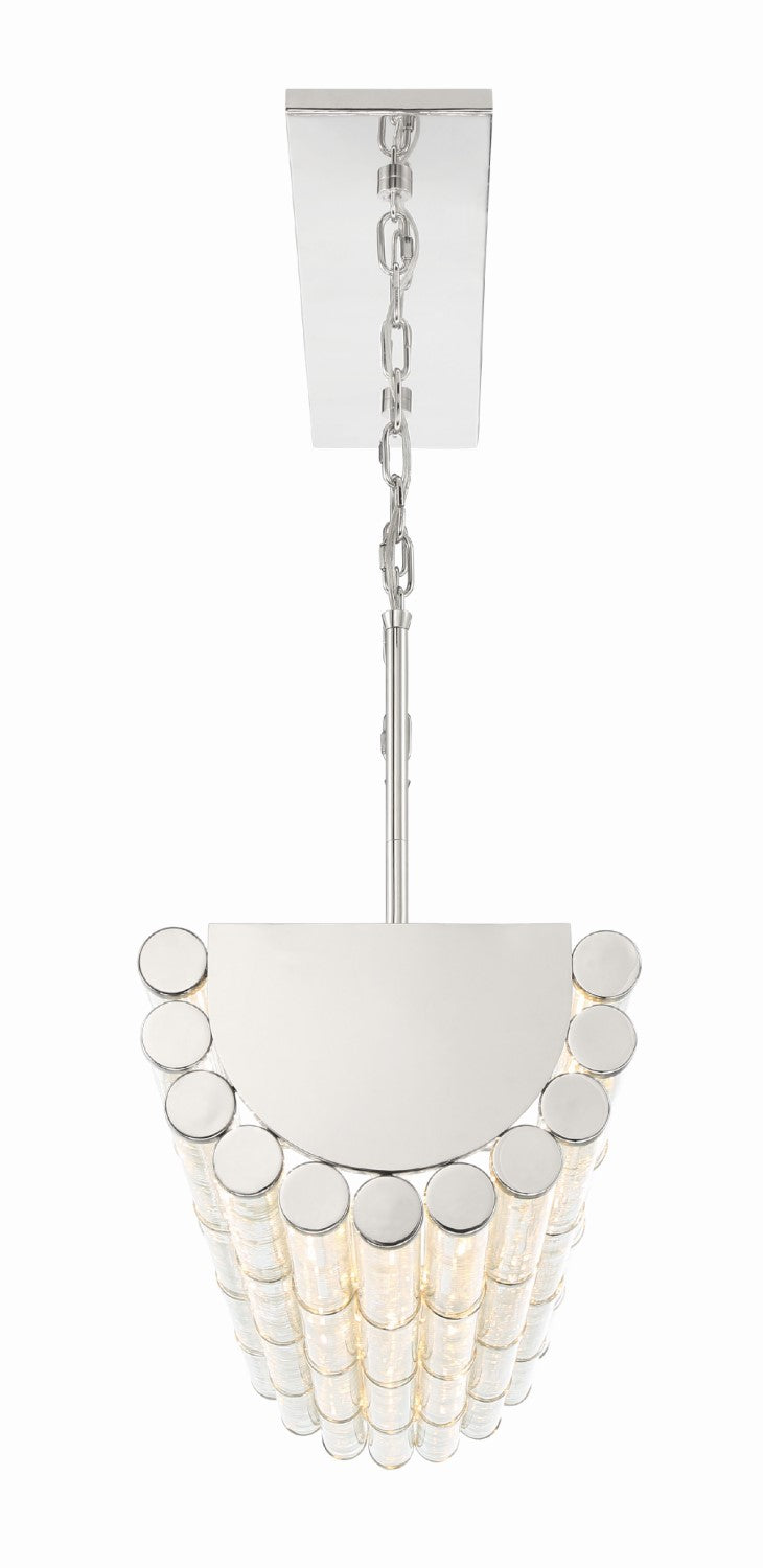 Crystorama ELL-B3007-PN Libby Langdon for Crystorama Elliot 6 Light Linear Chandelier - Polished Nickel
