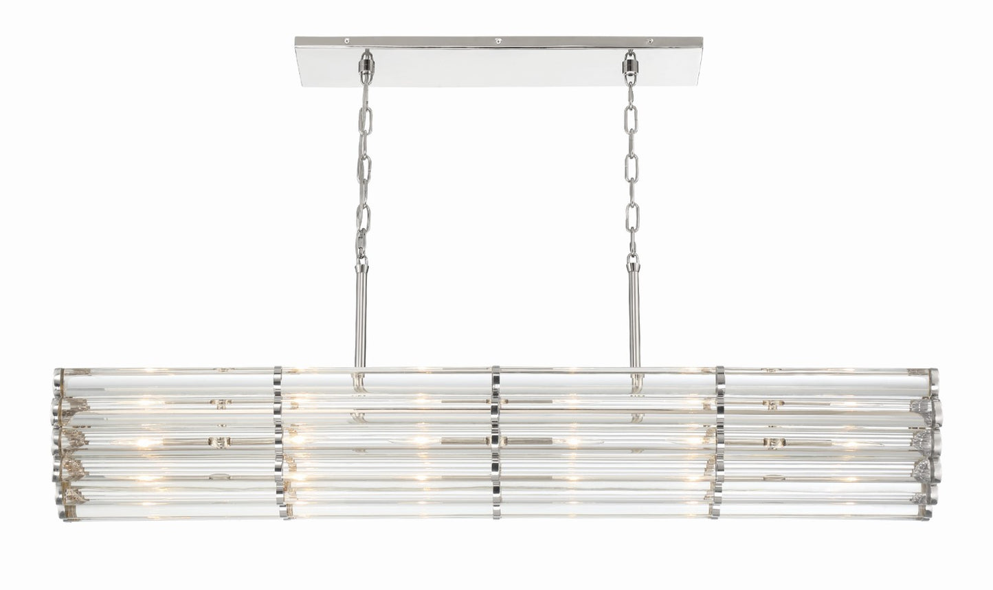Crystorama ELL-B3007-PN Libby Langdon for Crystorama Elliot 6 Light Linear Chandelier - Polished Nickel
