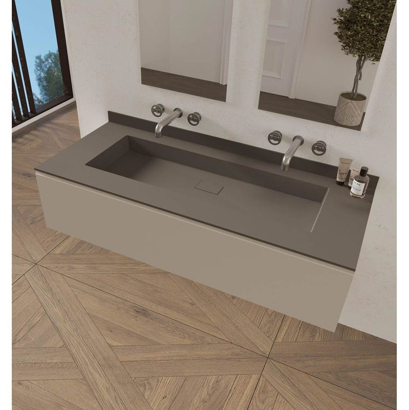Quare design LI4922MCL 49x22x9/16" long island countertop texture smooth single sinks with backsplash and universal valve click-clack chrome - Parent