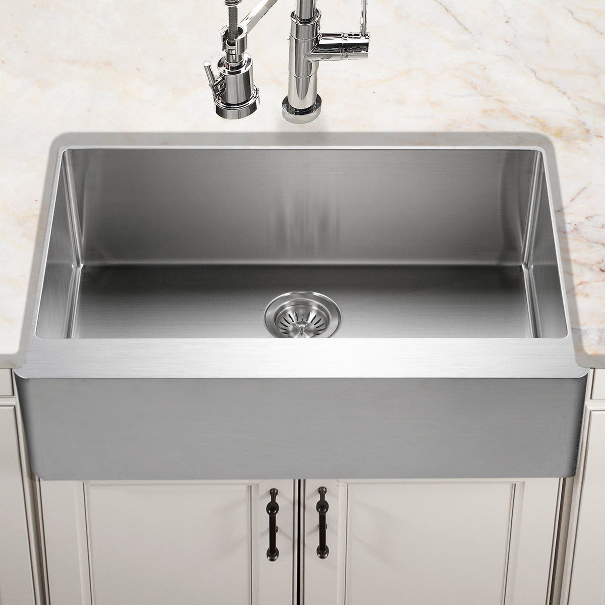 Houzer ENG-3320 Epicure 33 Inch Stainless Steel Apron Front Single Bowl Kitchen Sink