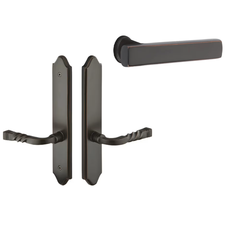 Emtek 1183FRLRH Multi Point C1 , Non-Keyed American T-turn IS , Concord Style , 2" x 10" , Freestone Lever , RH - Parent