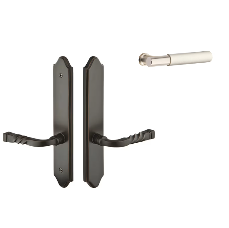 Emtek 1183MYLRH Multi Point C1 , Non-Keyed American T-turn IS , Concord Style , 2" x 10" , Myles Lever , RH - Parent