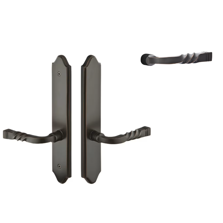 Emtek 1183SFRH Multi Point C1 , Non-Keyed American T-turn IS , Concord Style , 2" x 10" , Santa Fe Lever , RH - Parent
