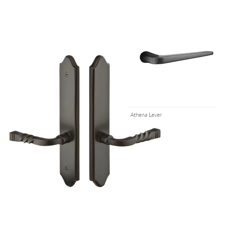 Emtek 1383ATNRH Multi Point C3 , Non-Keyed American T-turn IS , Concord Style , 2" x 10" , Athena Lever , RH - Parent