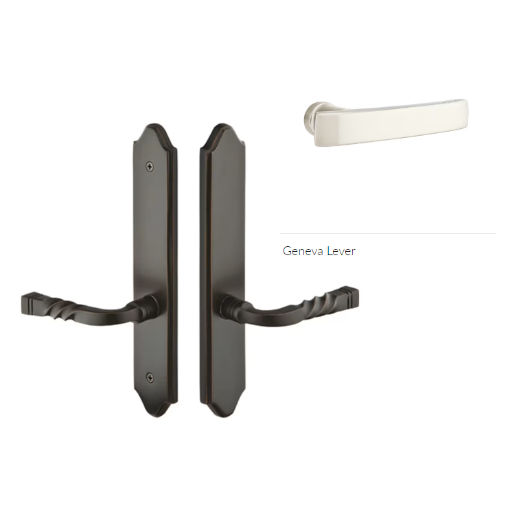 Emtek 1383GVRH Multi Point C3 , Non-Keyed American T-turn IS , Concord Style , 2" x 10" , Geneva Lever , RH - Parent