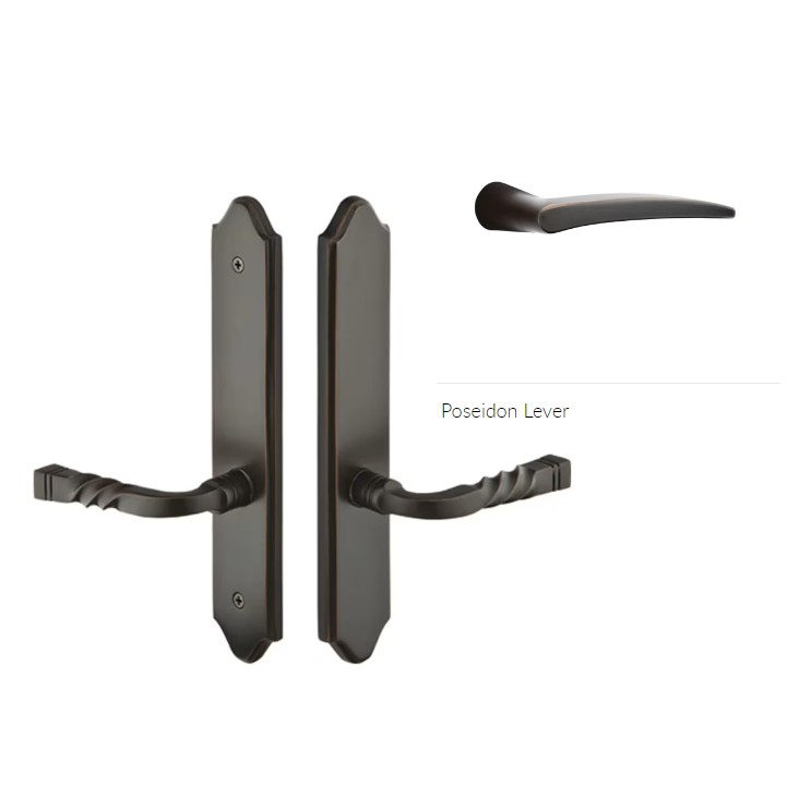Emtek 1483POSLH Multi Point C4 , Non-Keyed American T-turn IS , Concord Style , 2" x 10" , Poseidon Lever , LH - Parent
