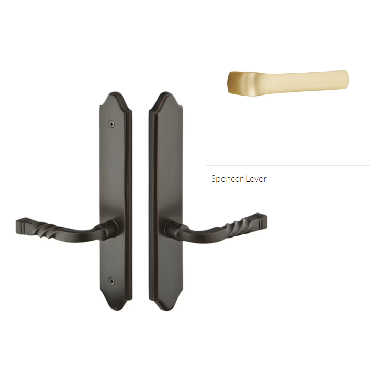 Emtek 1383SPNRH Multi Point C3 , Non-Keyed American T-turn IS , Concord Style , 2" x 10" , Spencer Lever , RH - Parent