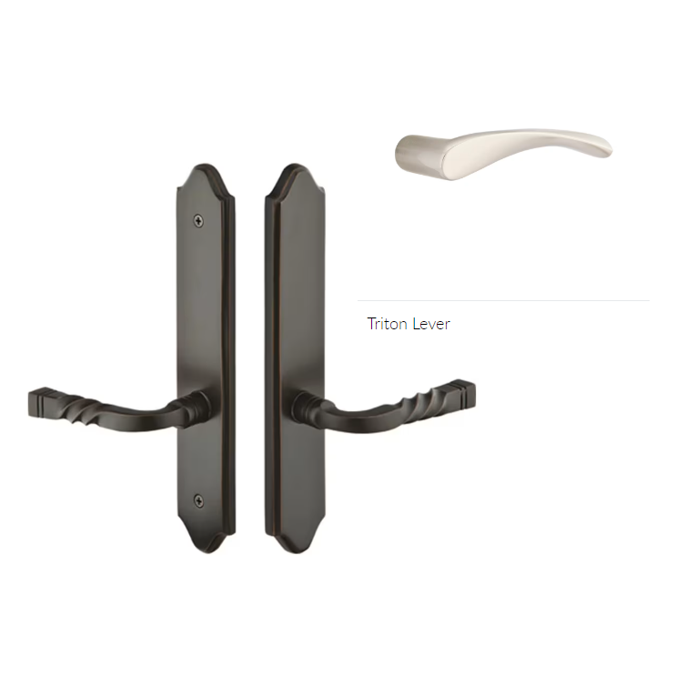 Emtek 1383TRTRH Multi Point C3 , Non-Keyed American T-turn IS , Concord Style , 2" x 10" , Triton Lever , RH - Parent