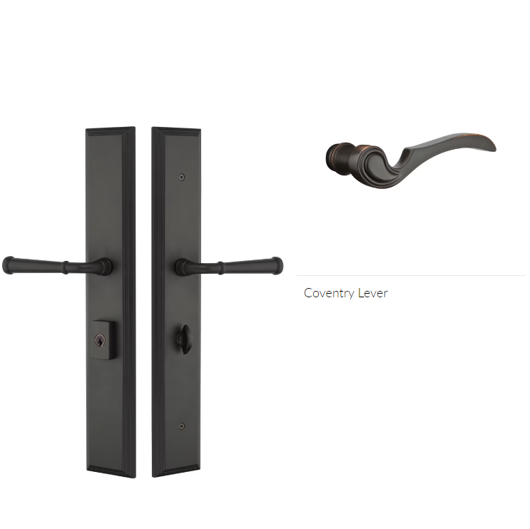 Emtek 1L1M15CVRH Large Multi Point , Dummy Pair , Hub Below Handle , Melrose Style , 2.9" x 17.5" , Coventry Lever , RH - Parent