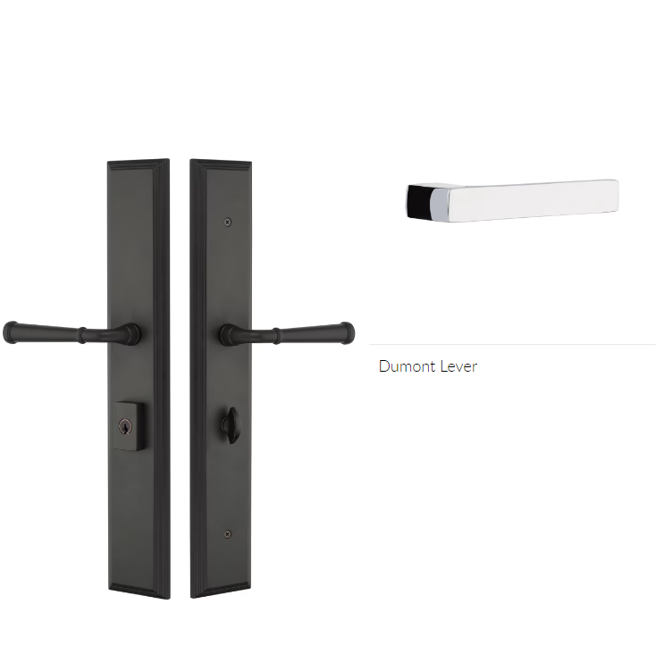 Emtek 1L1M11DTRH Large Multi Point , Keyed with American Cyl , Hub Below Handle , Melrose Style , 2.9" x 17.5" , Dumont Lever , RH - Parent