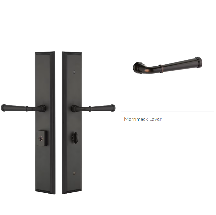 Emtek 1L1M11MELH Large Multi Point , Keyed with American Cyl , Hub Below Handle , Melrose Style , 2.9" x 17.5" , Merrimack Lever , LH - Parent
