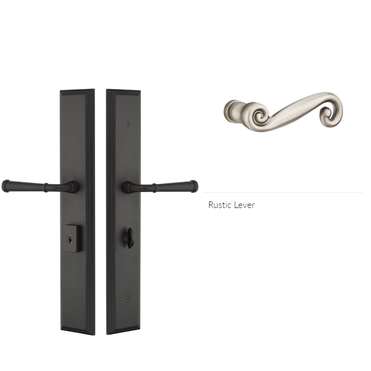 Emtek 1L1M55RLRH Large Multi Point , Dummy Pair , Euro Profile , Hub Below Handle , Melrose Style , 2.9" x 17.5" , Rope Lever , RH - Parent