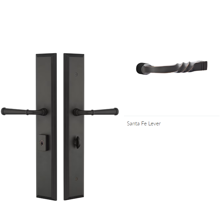 Emtek 1L1M21SFRH Large Multi Point , Keyed with American Cyl , Hub Above Handle , Melrose Style , 2.9" x 17.5" , Santa Fe Lever , RH - Parent