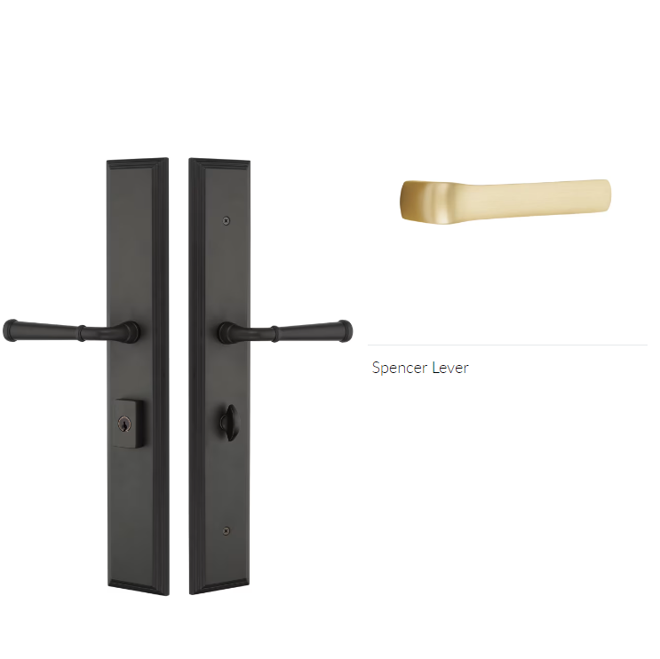 Emtek 1L1M15SPNRH Large Multi Point , Dummy Pair , Hub Below Handle , Melrose Style , 2.9" x 17.5" , Spencer Lever , RH - Parent