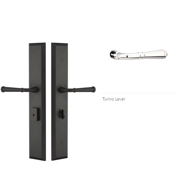 Emtek 1L1M55TLH Large Multi Point , Dummy Pair , Euro Profile , Hub Below Handle , Melrose Style , 2.9" x 17.5" , Turino Lever , LH - Parent