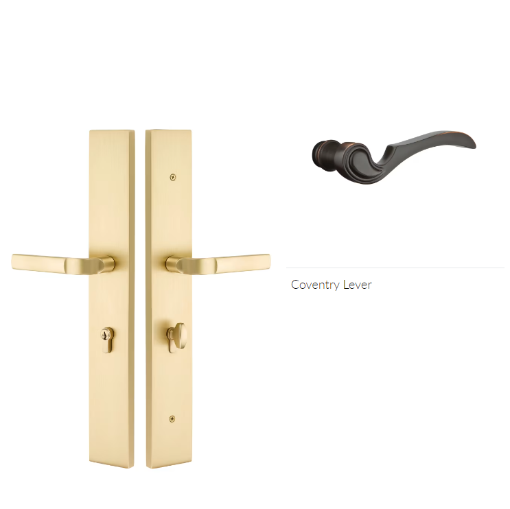 Emtek 1L1R15CVLH Large Multi Point , Dummy Pair , Hub Below Handle , Modern Rectangular Style , 2.5" x 17.5" , Coventry Lever , LH - Parent
