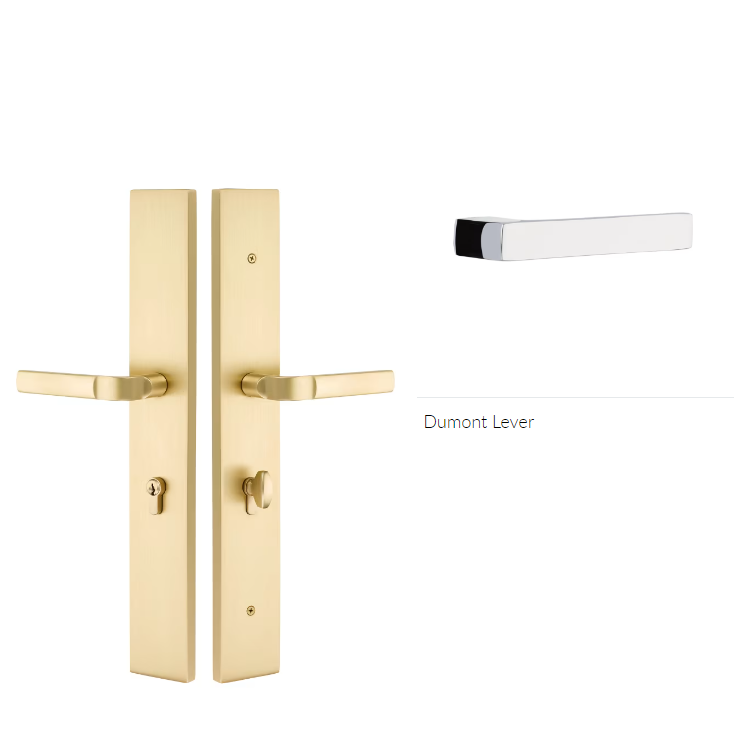 Emtek 1L1R21DTRH Large Multi Point , Keyed with American Cyl , Hub Above Handle , Modern Rectangular Style , 2.5" x 17.5" , Dumont Lever , RH - Parent