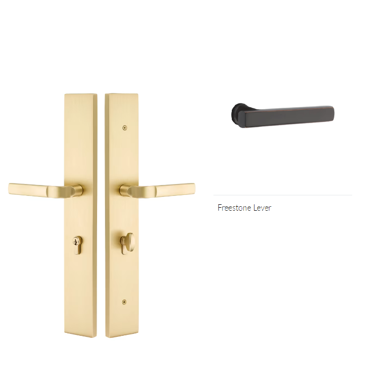 Emtek 1L1R25FRLLH Large Multi Point , Dummy Pair , Hub Above Handle , Modern Rectangular Style , 2.5" x 17.5" , Freestone Lever , LH - Parent