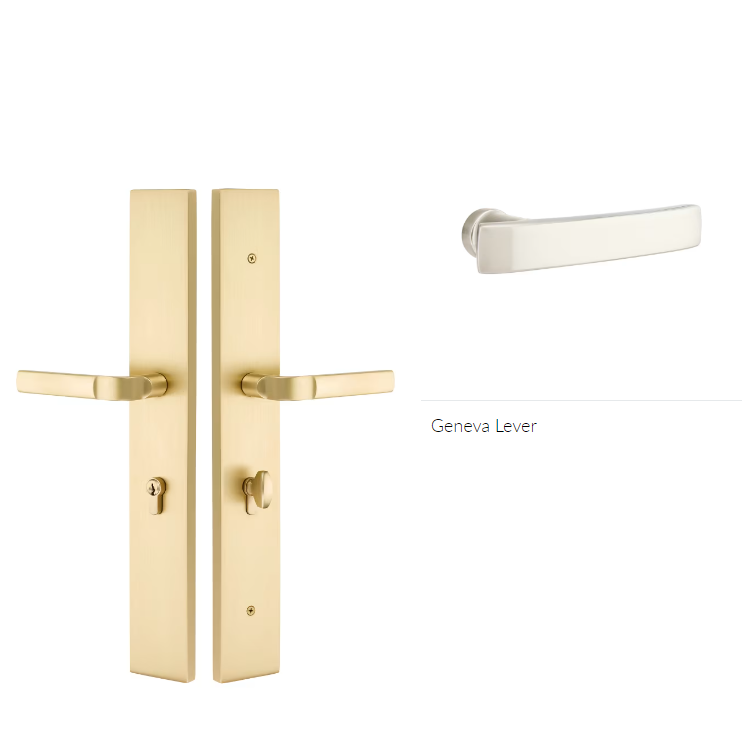 Emtek 1L1R23GVLH Large Multi Point , Non-Keyed , American Style Thumbturn Inside , Hub Above Handle , Modern Rectangular Style , 2.5" x 17.5" , Geneva Lever , LH - Parent